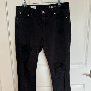 Black Distressed Gap 1969 Girlfriend Jeans